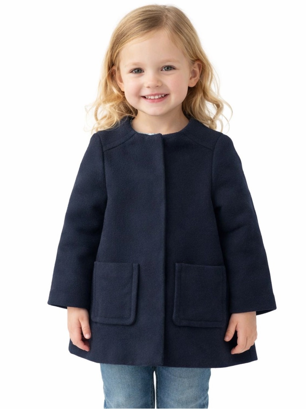 Richie House Little Girl’s Classic Navy Coat - Size 4